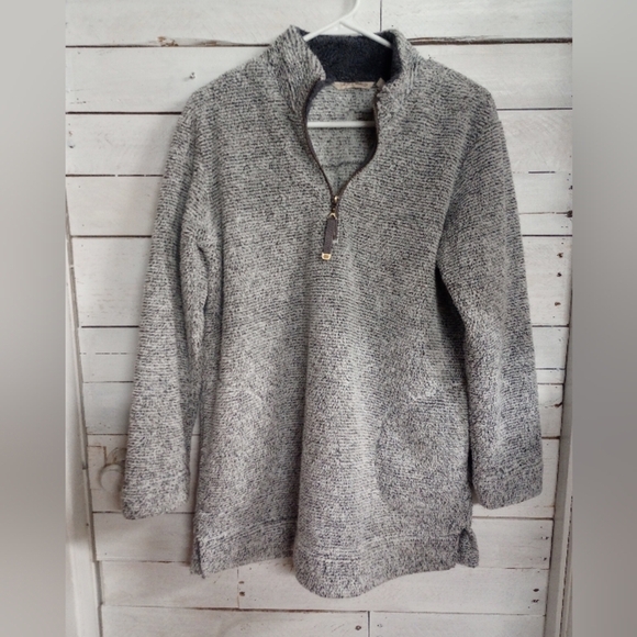 Soft Surroundings Luxe Sherpa Pullover 1/4 Zip Grey Size XSmall W/ Front Pocket - Picture 1 of 9
